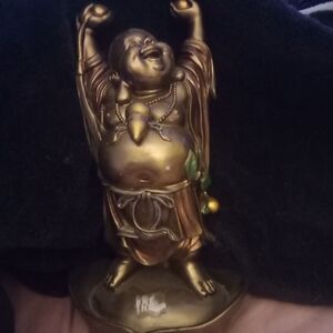 Summit Collection Laughing Buddha  Bronze Statue Display